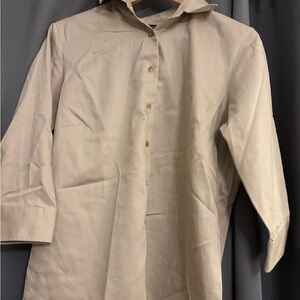 Lands' End Khaki Tan Button-Up Shirt 100% Cotton NWOT